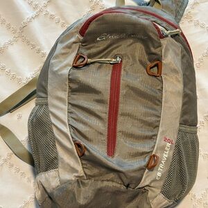 Eddie Bauer Gray and Red Daypack Backpack